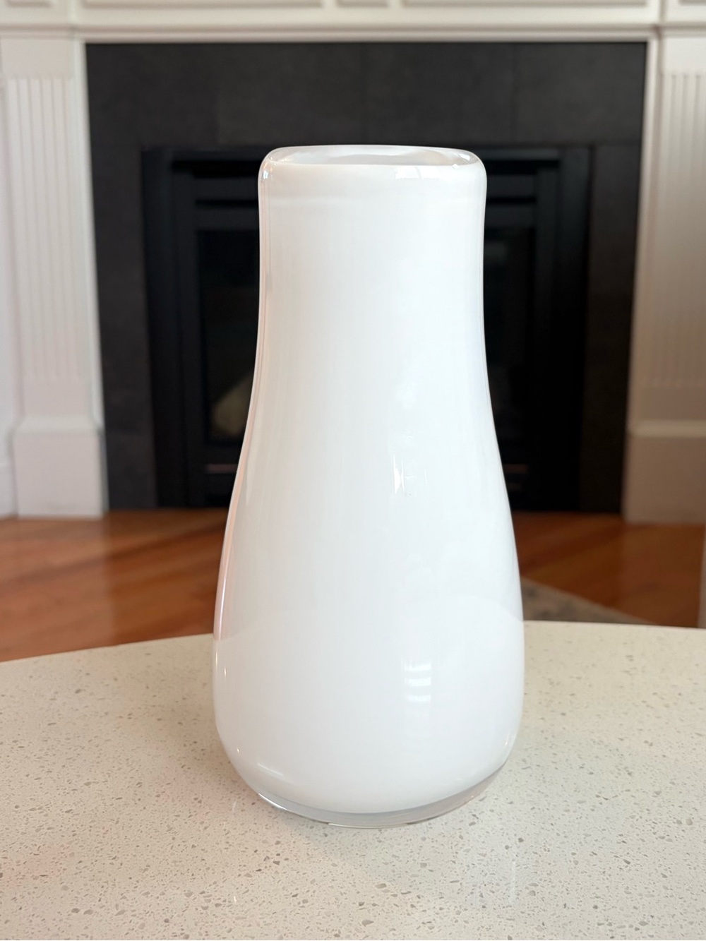 Crate&Barrel Glossy White Glass Cloud Vase